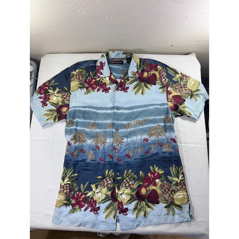 WINGO Mens Tropical‎ Fruit Palm Tree Hawaiian Button Down Shirt Size XL
